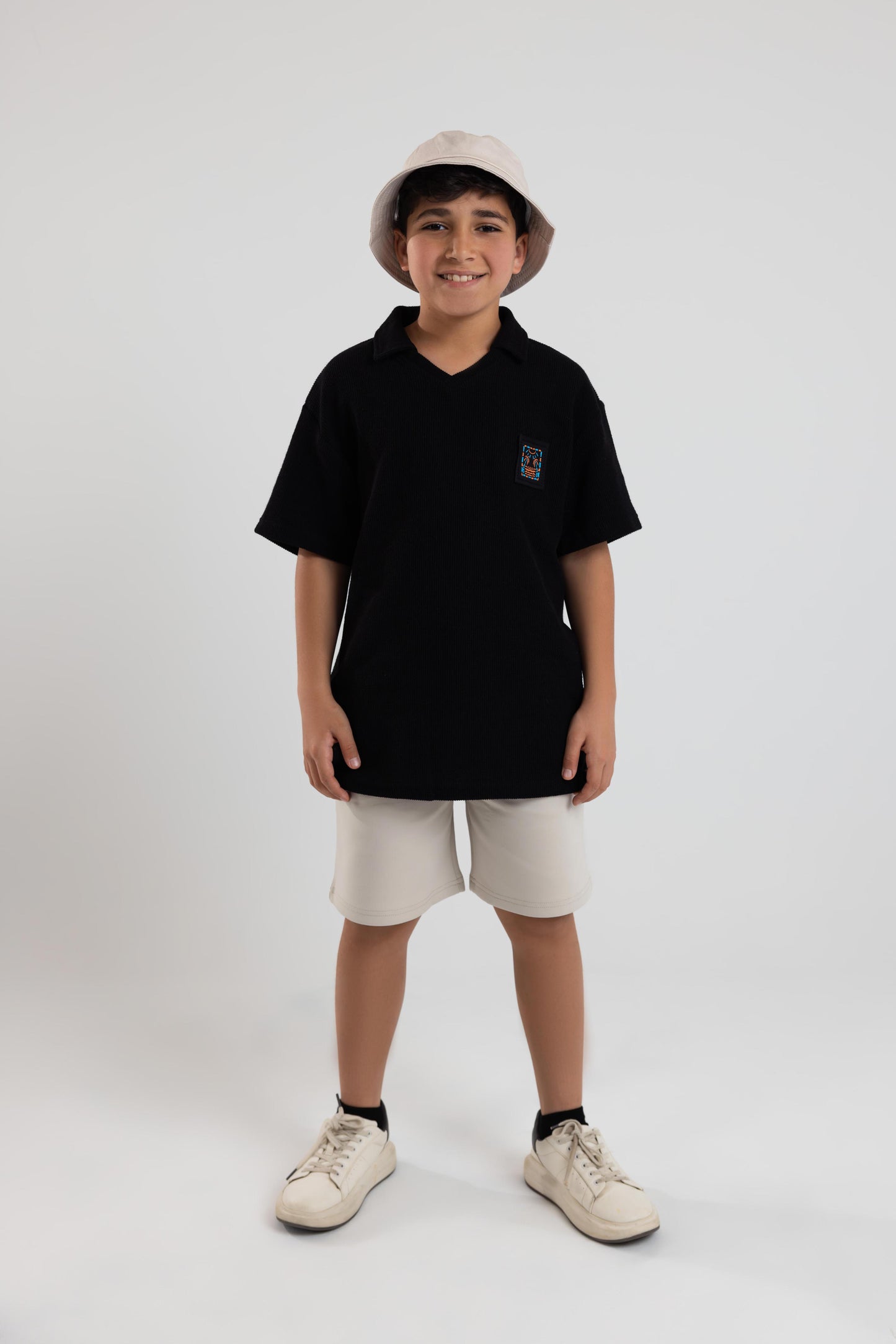 Textured Polo Shirt - Black