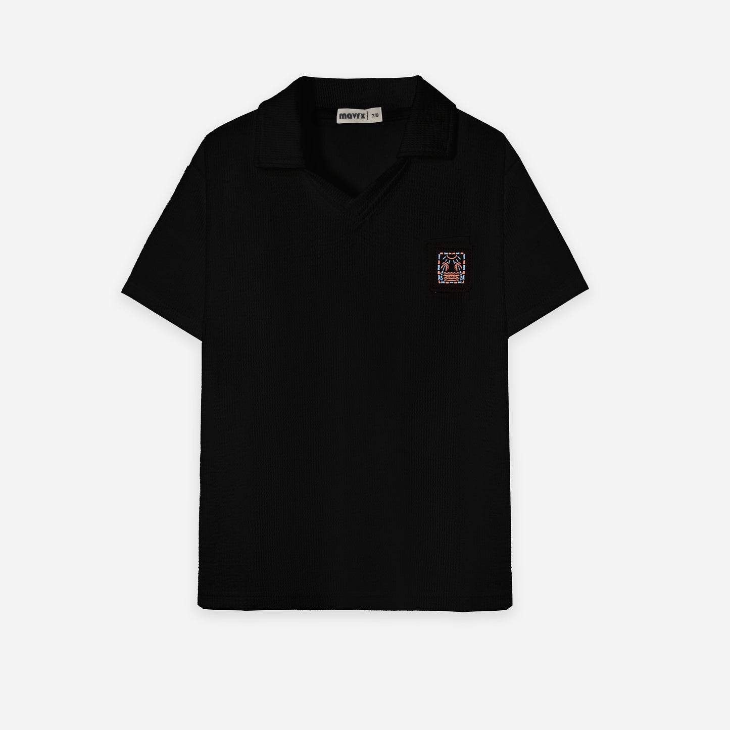 Textured Polo Shirt - Black