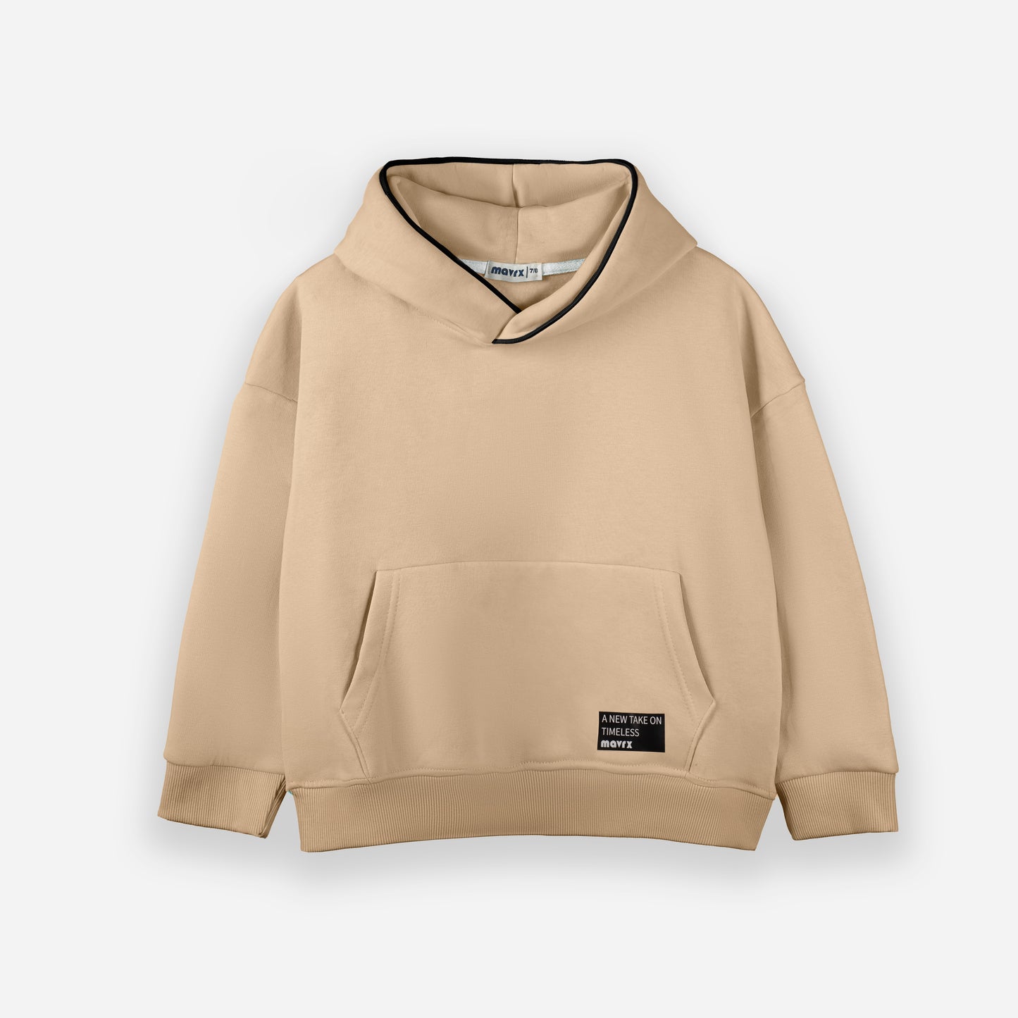 Plain Piping Hoodie - Beige