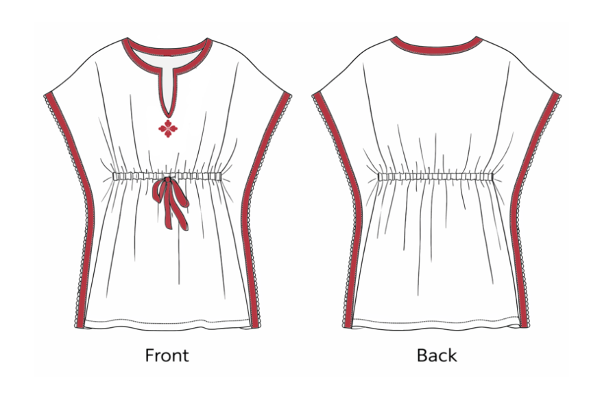 Beach Dress - Off White x Red