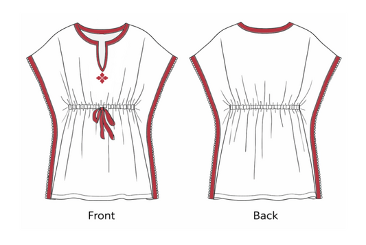 Beach Dress - Off White x Red