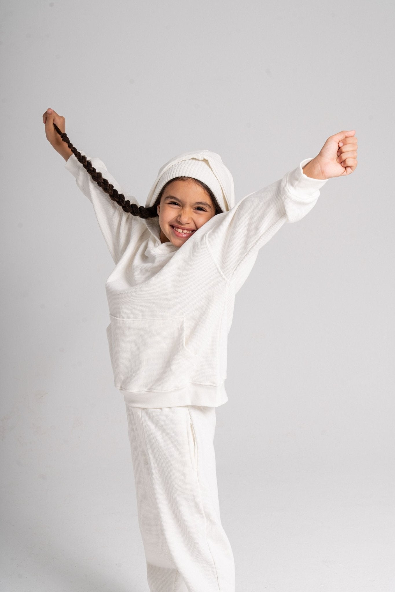 Off-white Textured hoodie Set - Mavrx