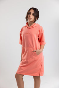 Coral Pink Hooded Dress