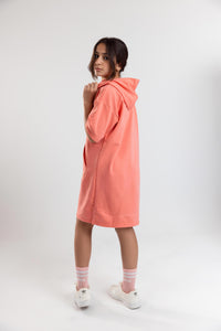 Coral Pink Hooded Dress