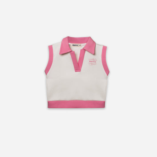 White x pink crop top