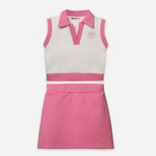 Load image into Gallery viewer, Polo crop top &amp; Skirt Set ( White X Pink )
