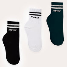 Load image into Gallery viewer, Pack of 3 pairs of Long Socks( Back / White / Teal)
