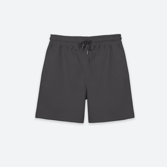 Textured Ribbed short- dark grey
