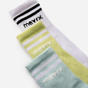 Pack of 3 pairs of Long Socks (mint / white / lime)