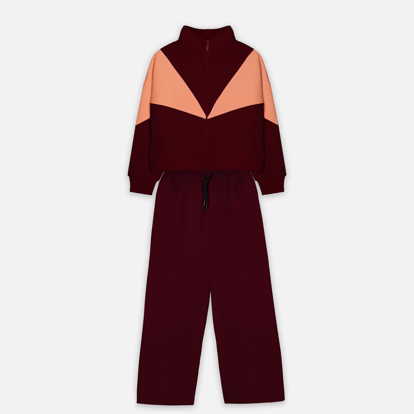 Cropped Hoodie Set - Burgundy