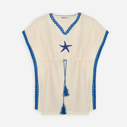 Beach Dress - Off White x Blue
