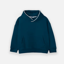 Load image into Gallery viewer, Plain piping hoodie teal
