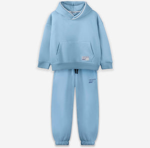 Piping Hoodie Set - Baby Blue