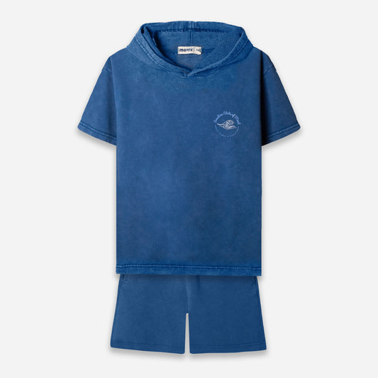 Faded Hoodie Set - Blue