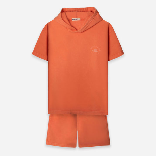 Faded Hoodie Set - Orange