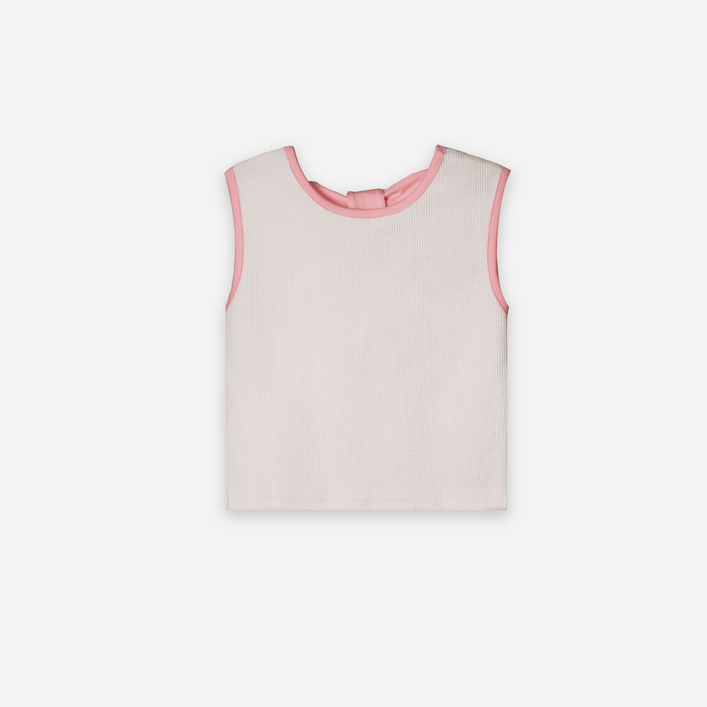Top & Trouser Girls Set (Off White x Pink )