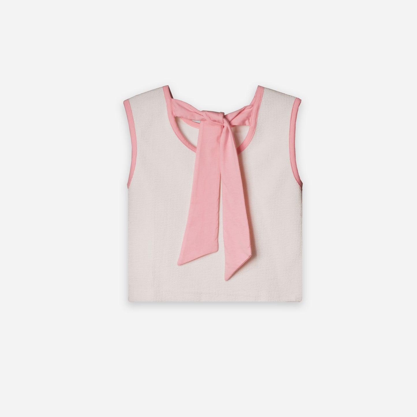 Top & Trouser Girls Set (Off White x Pink )