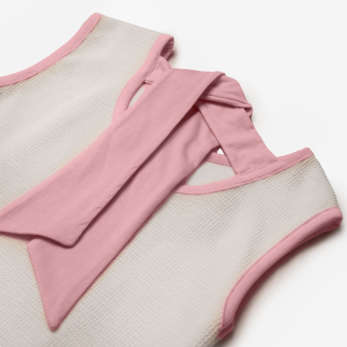 Top & Trouser Girls Set (Off White x Pink )
