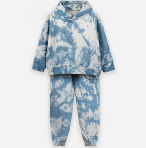 Tie-Dye Hoodie Set - baby blue