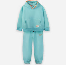 Load image into Gallery viewer, Piping Hoodie Set - Aqua Blue
