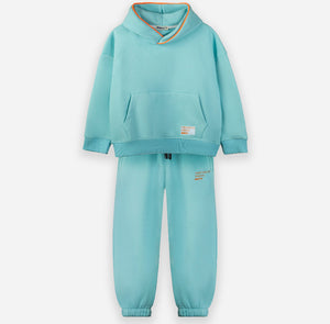 Piping Hoodie Set - Aqua Blue