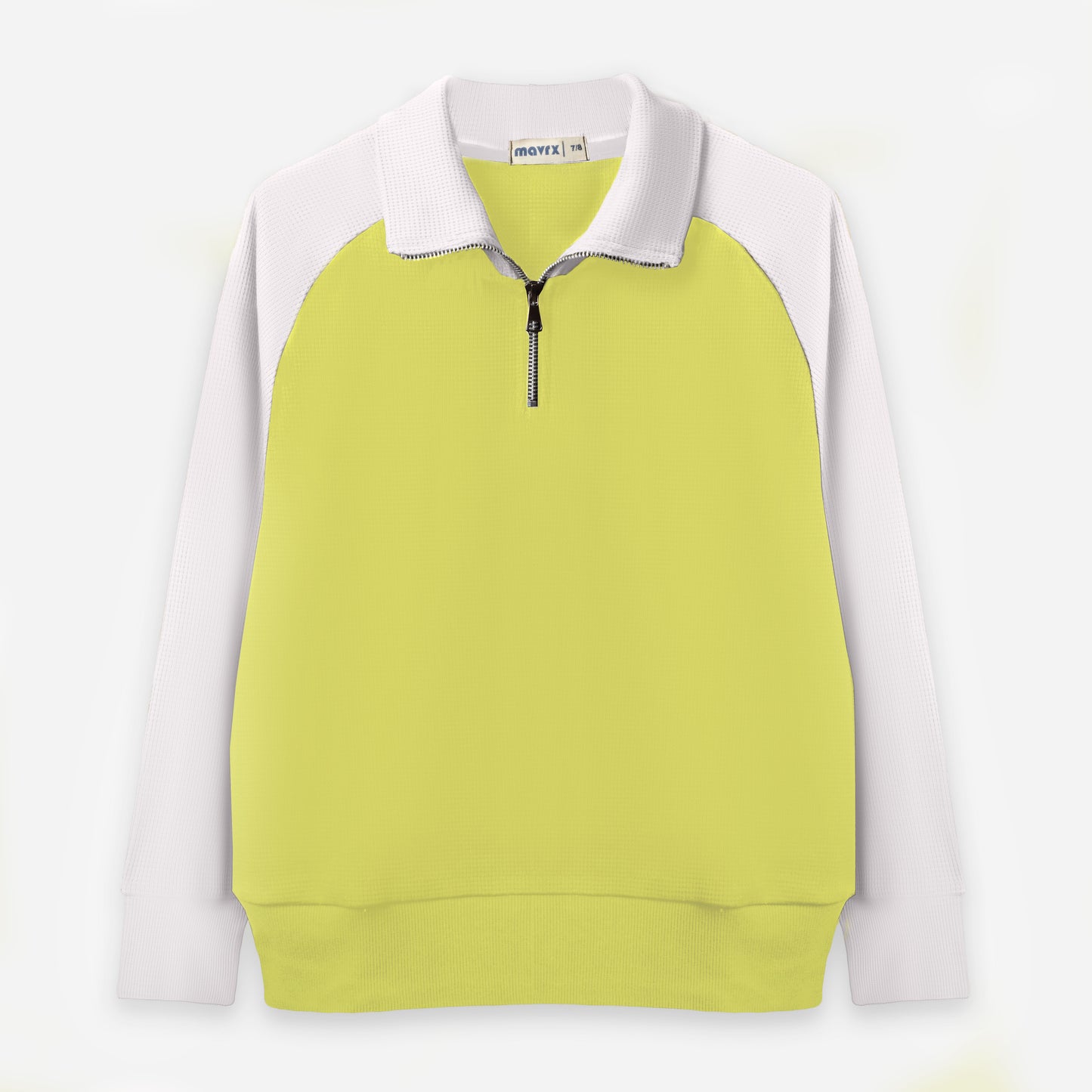 Quarter-Zip Textured Sweatshirt (Lime x White)