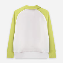 Load image into Gallery viewer, Quarter-Zip Textured Sweatshirt (White x Lime)
