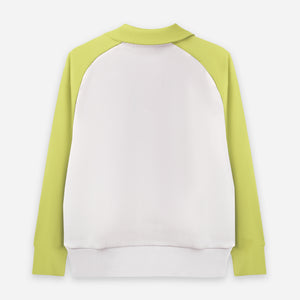 Quarter-Zip Textured Sweatshirt (White x Lime)