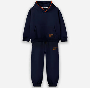 Piping Hoodie Set - Navy Blue