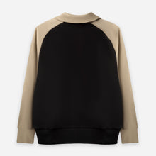 Load image into Gallery viewer, Quarter-Zip Textured Sweatshirt (Black x Beige)
