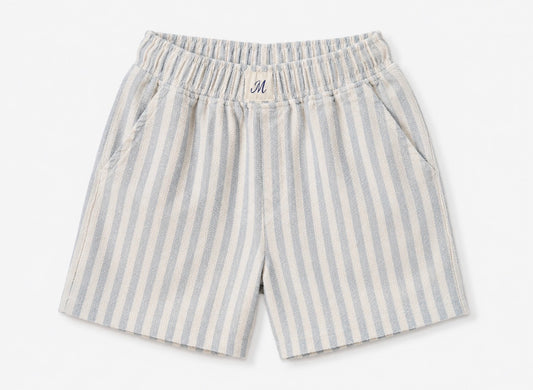 Striped Linen Shorts - Baby blue