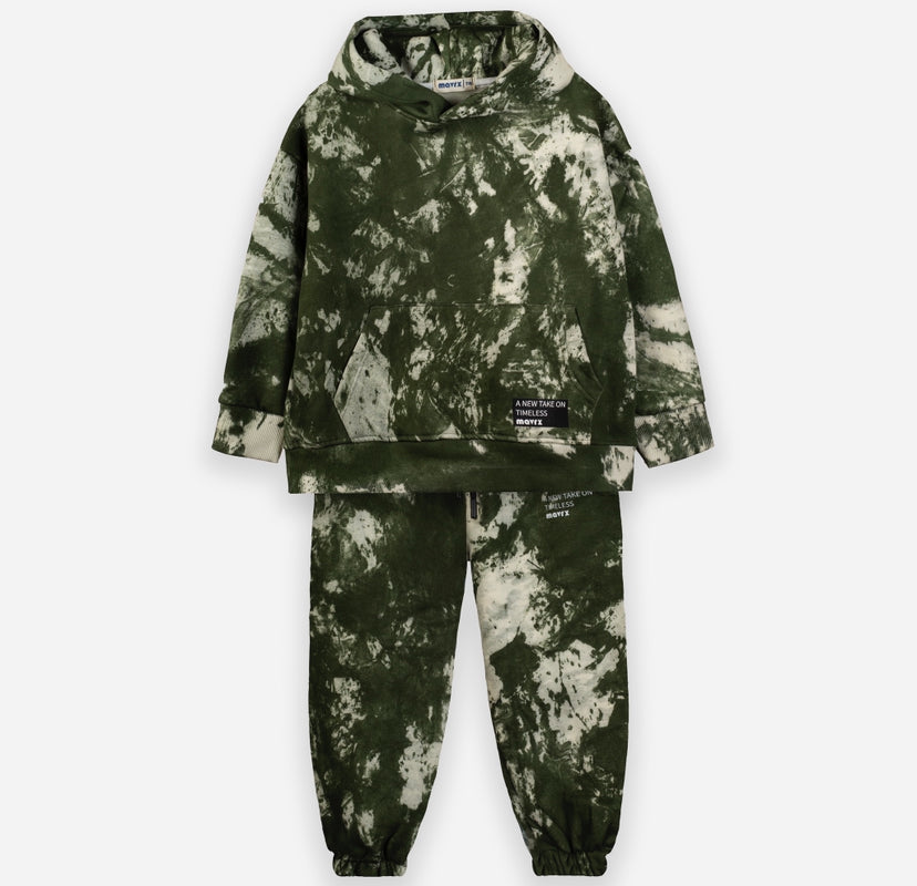 Tie-Dye Hoodie Set - Olive