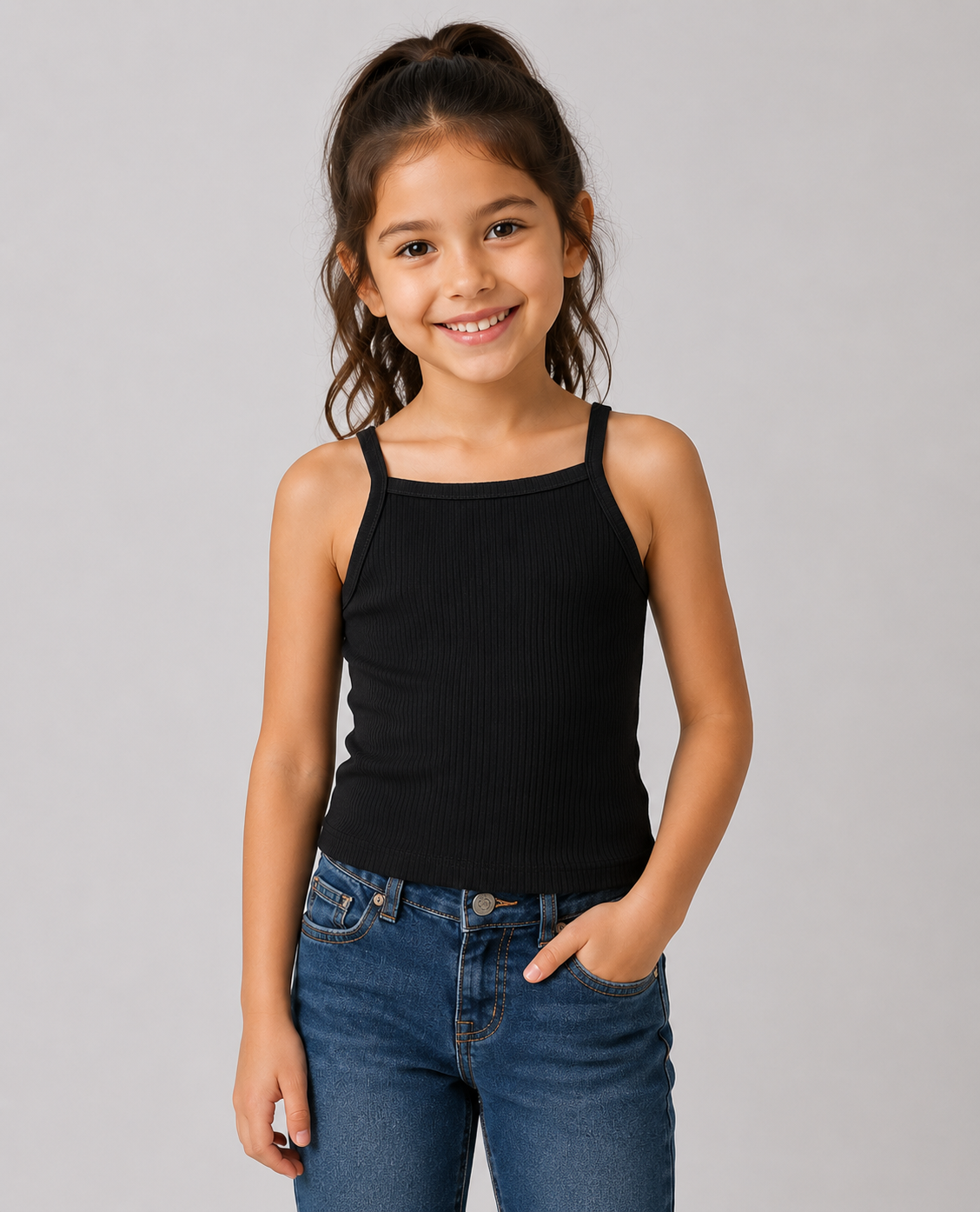 Strap Rib Tank top - Black