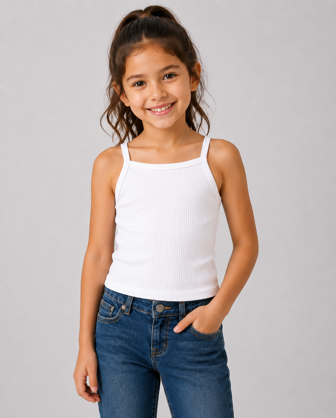 Strap Rib Tank top - White