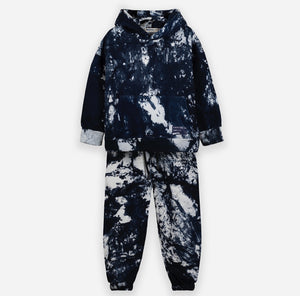 Tie-Dye Hoodie Set - Navy Blue