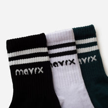 Load image into Gallery viewer, Pack of 3 pairs of Long Socks( Back / White / Teal)
