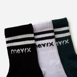 Pack of 3 pairs of Long Socks( Back / White / Teal)