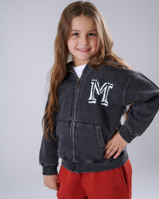 Washed-Out Full-Zip Jacket - Grey