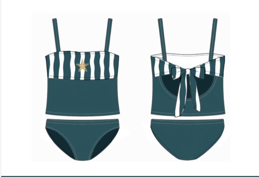 Striped Tankini - Teal