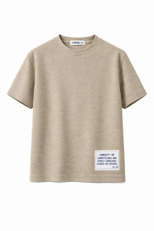 Textured Ribbed T-shirt - Tan Beige
