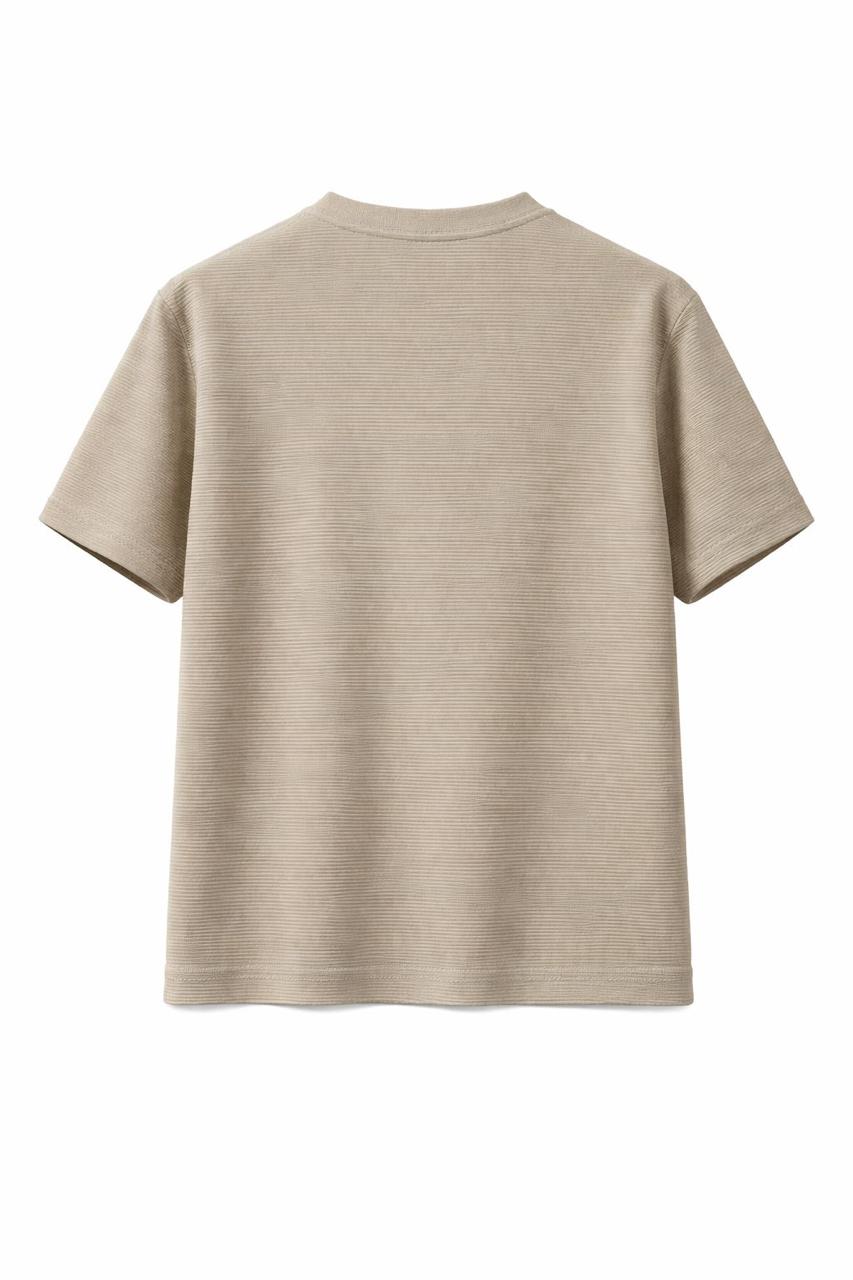 Textured Ribbed T-shirt - Tan Beige