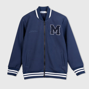 BOMBER JACKET WITH PATCHES - Navy Blue - Mavrx